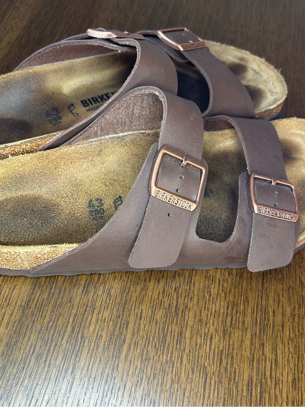 Birkenstock Mens ARIZONA Dark Brown Leather Sandals Sz 43 /US 10